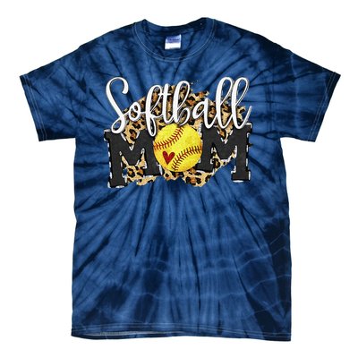 Softball Mom Leopard Funny Baseball Mom MotherS Day 2024 Tie-Dye T-Shirt