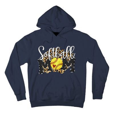 Softball Mom Leopard Funny Baseball Mom MotherS Day 2024 Tall Hoodie