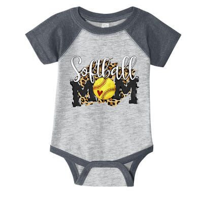 Softball Mom Leopard Funny Baseball Mom MotherS Day 2024 Infant Baby Jersey Bodysuit