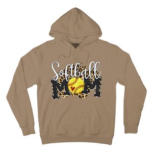 Softball Mom Leopard Funny Baseball Mom MotherS Day 2024 Hoodie