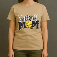 Softball Mom Leopard Funny Baseball Mom MotherS Day 2024 T-Shirt