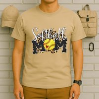 Softball Mom Leopard Funny Baseball Mom MotherS Day 2024 T-Shirt
