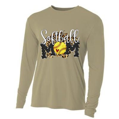 Softball Mom Leopard Funny Baseball Mom MotherS Day 2024 Cooling Performance Long Sleeve Crew