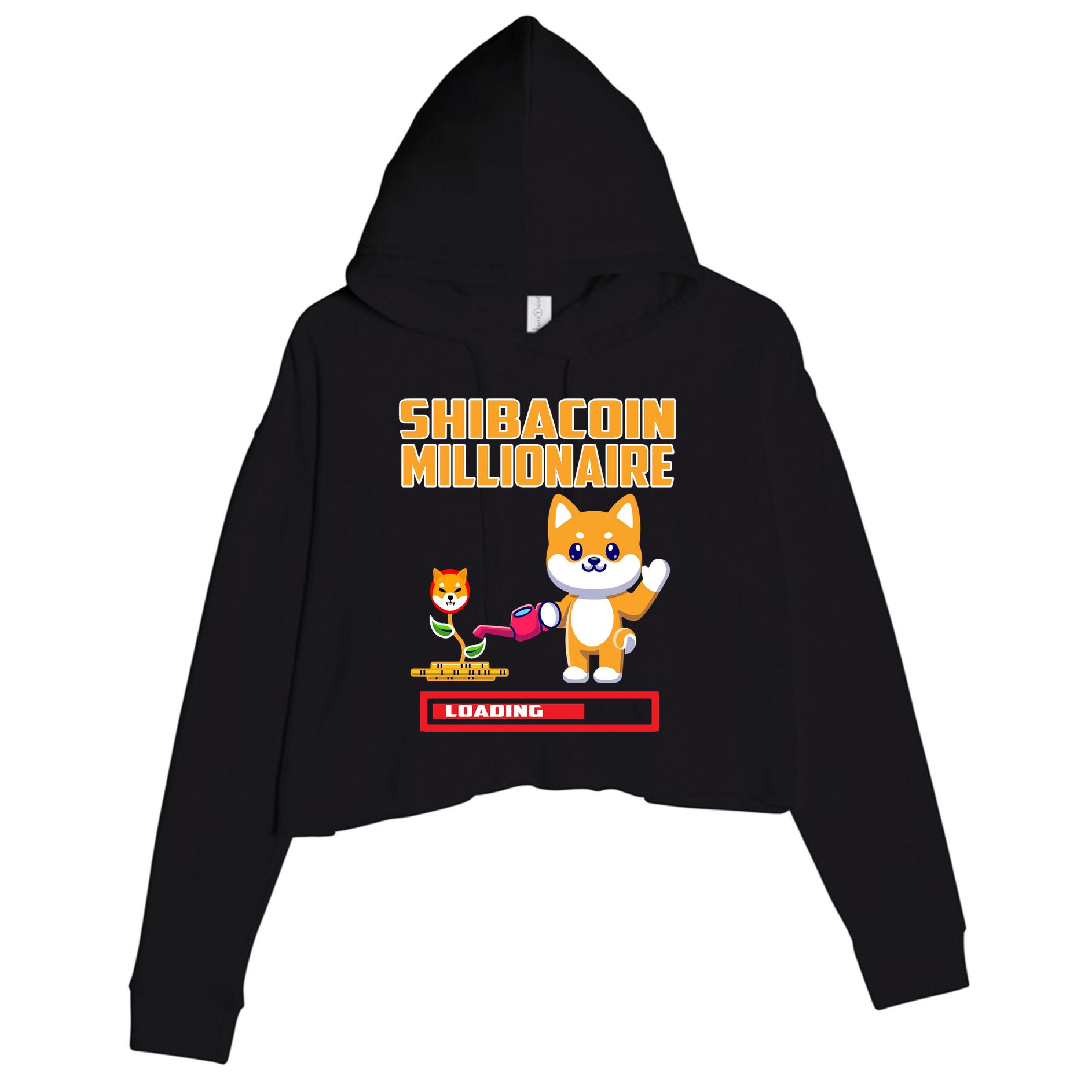 Shibacoin Millionaire Loading Crop Fleece Hoodie