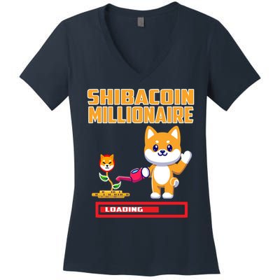 Shibacoin Millionaire Loading Women's V-Neck T-Shirt