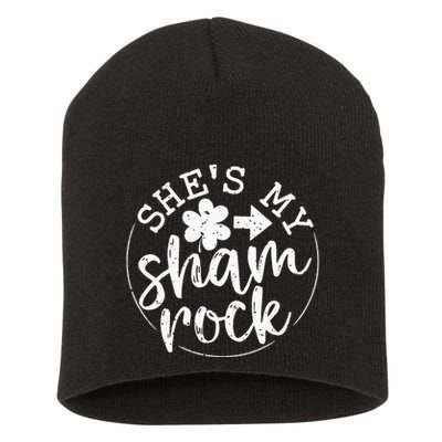 She's My Lucky Charm Happy Patricks Day Couples Matching Short Acrylic Beanie