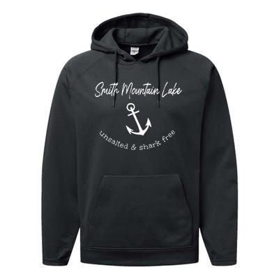 Smith Mountain Lake VA My Happy Place Gift Boating Fishing Performance Fleece Hoodie