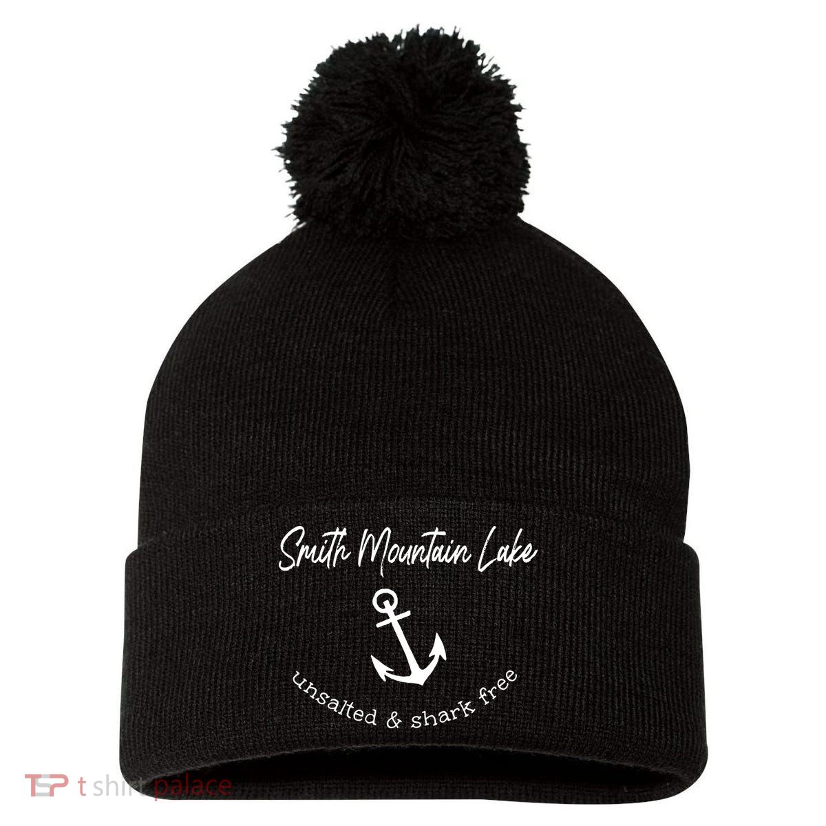 Smith Mountain Lake VA My Happy Place Gift Boating Fishing Pom Pom 12in Knit Beanie