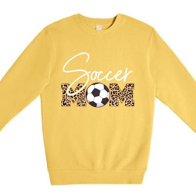 Soccer Mom Leopard Print Ball Great Gift Premium Crewneck Sweatshirt