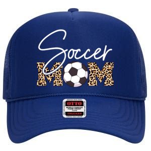 Soccer Mom Leopard Print Ball Great Gift High Crown Mesh Back Trucker Hat