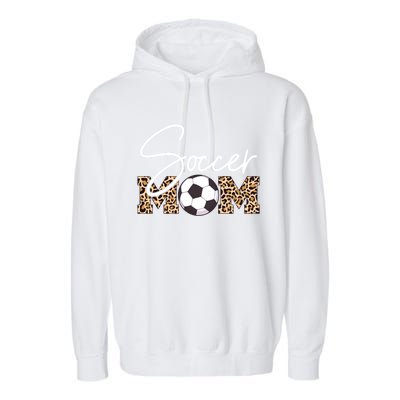 Soccer Mom Leopard Print Ball Great Gift Garment-Dyed Fleece Hoodie