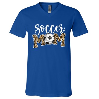 Soccer Mom Leopard Funny Soccer Mom Gift Mother's Day 2021 Gift V-Neck T-Shirt