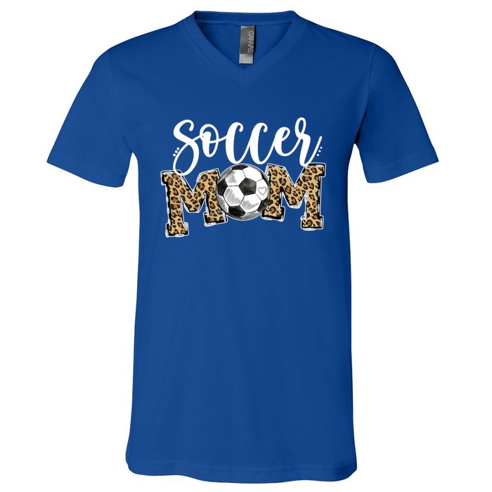 Soccer Mom Leopard Funny Soccer Mom Gift Mother's Day 2021 Gift V-Neck T-Shirt