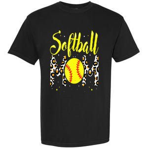 Softball Mom Leopard Funny Baseball Mom MotherS Day Garment-Dyed Heavyweight T-Shirt