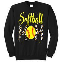 Softball Mom Leopard Funny Baseball Mom MotherS Day Sweatshirt