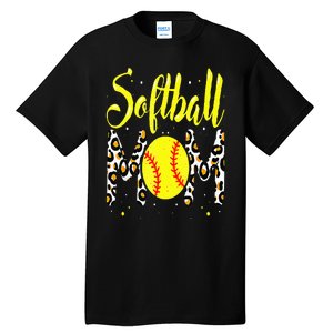 Softball Mom Leopard Funny Baseball Mom MotherS Day Tall T-Shirt