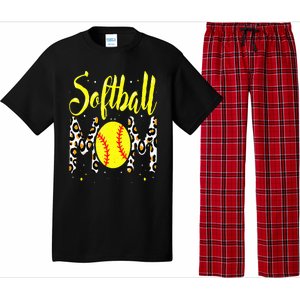 Softball Mom Leopard Funny Baseball Mom MotherS Day Pajama Set