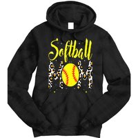 Softball Mom Leopard Funny Baseball Mom MotherS Day Tie Dye Hoodie