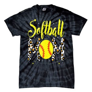 Softball Mom Leopard Funny Baseball Mom MotherS Day Tie-Dye T-Shirt