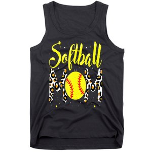 Softball Mom Leopard Funny Baseball Mom MotherS Day Tank Top