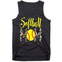 Softball Mom Leopard Funny Baseball Mom MotherS Day Tank Top