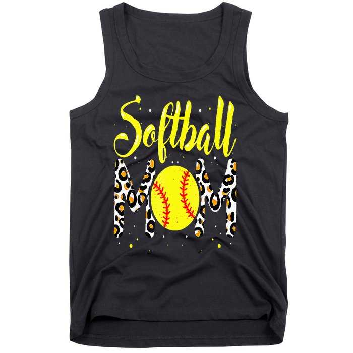 Softball Mom Leopard Funny Baseball Mom MotherS Day Tank Top