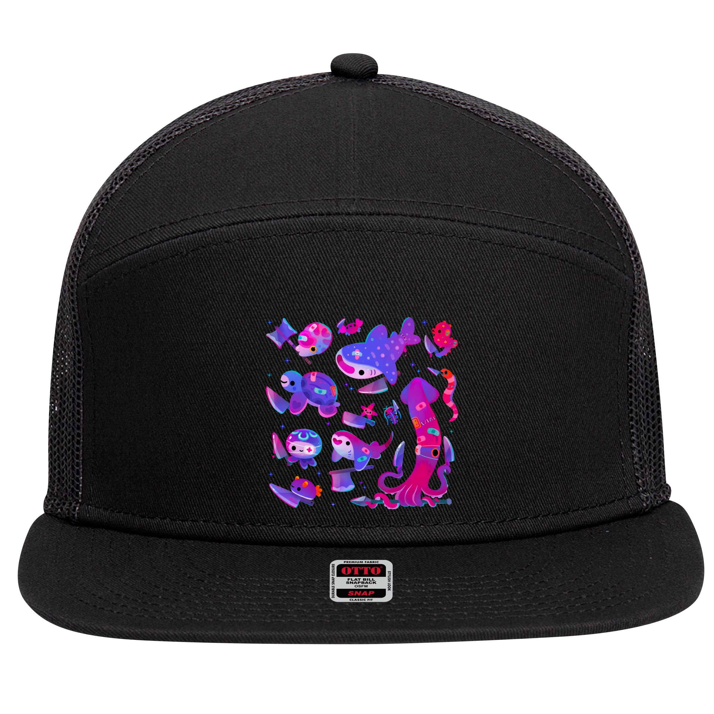 Stabby Marine Life 7 Panel Mesh Trucker Snapback Hat