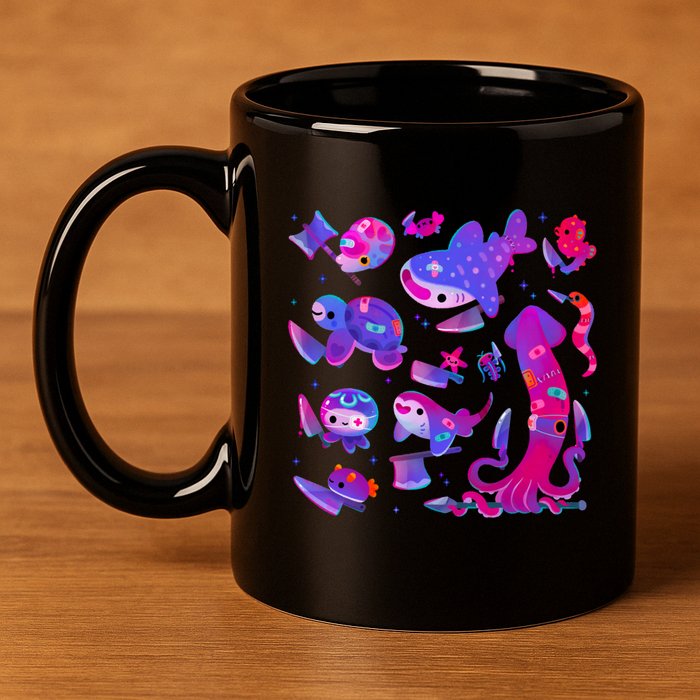 Stabby Marine Life 11oz C Handle Ceramic Mug