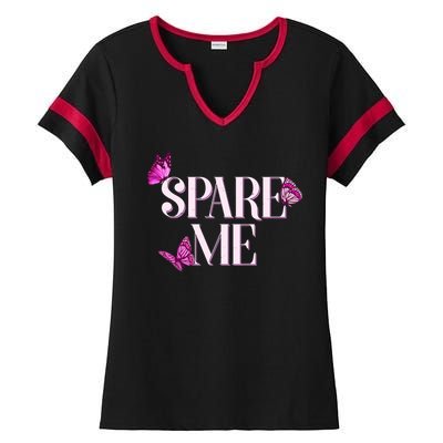 Spare Me Leah Reality Show Meme Butterflies Ladies Halftime Notch Neck Tee