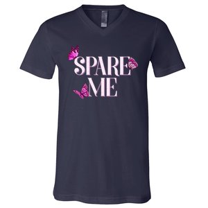 Spare Me Leah Reality Show Meme Butterflies V-Neck T-Shirt