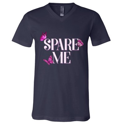 Spare Me Leah Reality Show Meme Butterflies V-Neck T-Shirt