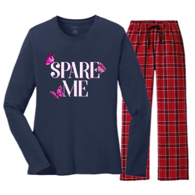 Spare Me Leah Reality Show Meme Butterflies Women's Long Sleeve Flannel Pajama Set 