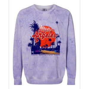 Santa Monica Los Angeles Palm Trees Scenic Colorblast Crewneck Sweatshirt