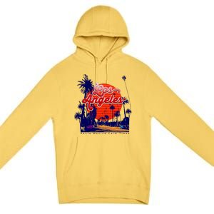 Santa Monica Los Angeles Palm Trees Scenic Premium Pullover Hoodie