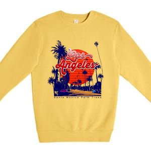 Santa Monica Los Angeles Palm Trees Scenic Premium Crewneck Sweatshirt