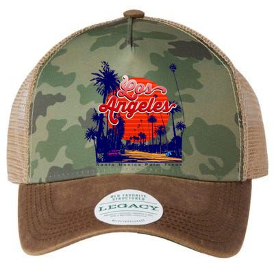 Santa Monica Los Angeles Palm Trees Scenic Legacy Tie Dye Trucker Hat