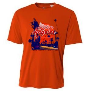 Santa Monica Los Angeles Palm Trees Scenic Cooling Performance Crew T-Shirt