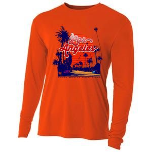 Santa Monica Los Angeles Palm Trees Scenic Cooling Performance Long Sleeve Crew