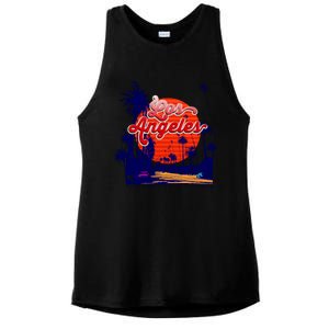 Santa Monica Los Angeles Palm Trees Scenic Ladies PosiCharge Tri-Blend Wicking Tank