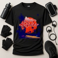 Santa Monica Los Angeles Palm Trees Scenic Cooling Performance Crew T-Shirt