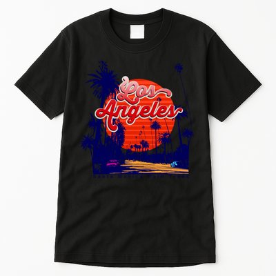 Santa Monica Los Angeles Palm Trees Scenic Tall T-Shirt