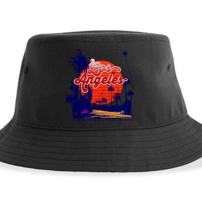 Santa Monica Los Angeles Palm Trees Scenic Sustainable Bucket Hat