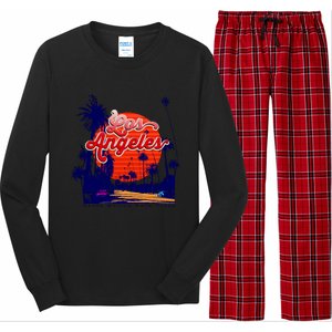 Santa Monica Los Angeles Palm Trees Scenic Long Sleeve Pajama Set