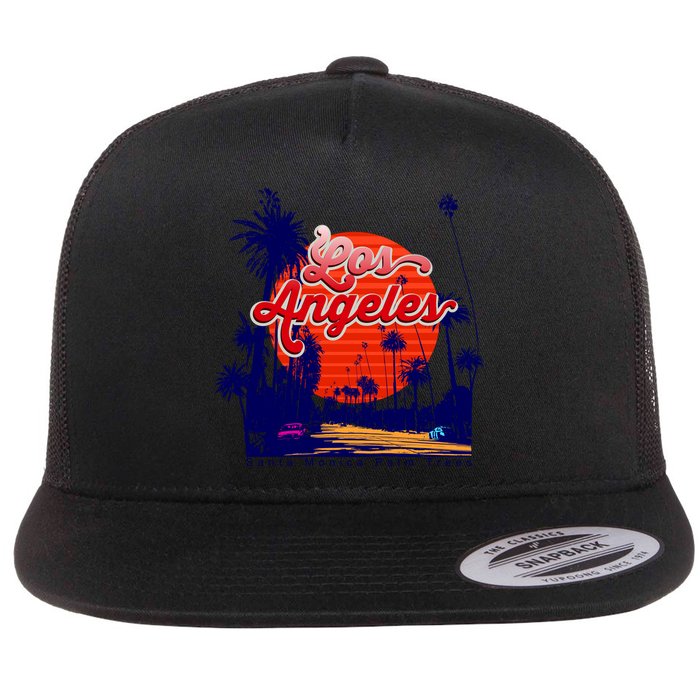Santa Monica Los Angeles Palm Trees Scenic Flatbill Hat