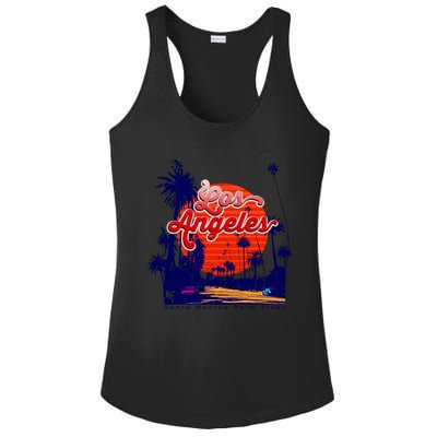 Santa Monica Los Angeles Palm Trees Scenic Ladies PosiCharge Competitor Racerback Tank