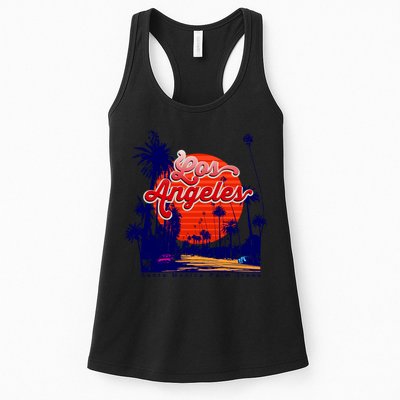Santa Monica Los Angeles Palm Trees Scenic Womens Tank Top
