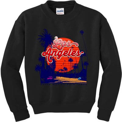 Santa Monica Los Angeles Palm Trees Scenic Kids Sweatshirt