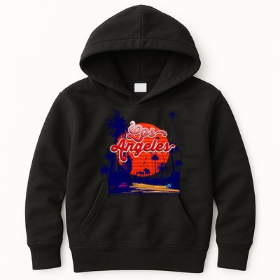 Santa Monica Los Angeles Palm Trees Scenic Kids Hoodie