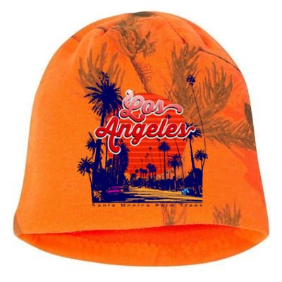 Santa Monica Los Angeles Palm Trees Scenic Kati - Camo Knit Beanie