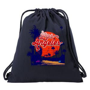 Santa Monica Los Angeles Palm Trees Scenic Drawstring Bag